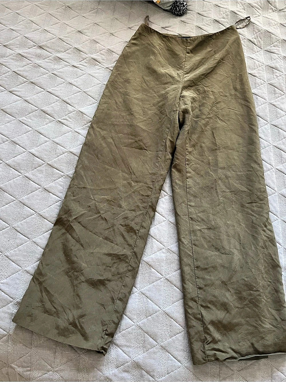 Ann Taylor Petites Wide Leg Silk Pants Size 2P in Olive Green